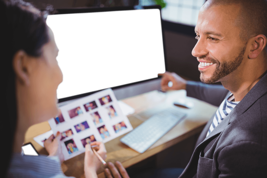 Transparent Office Collaboration Between Businesspeople