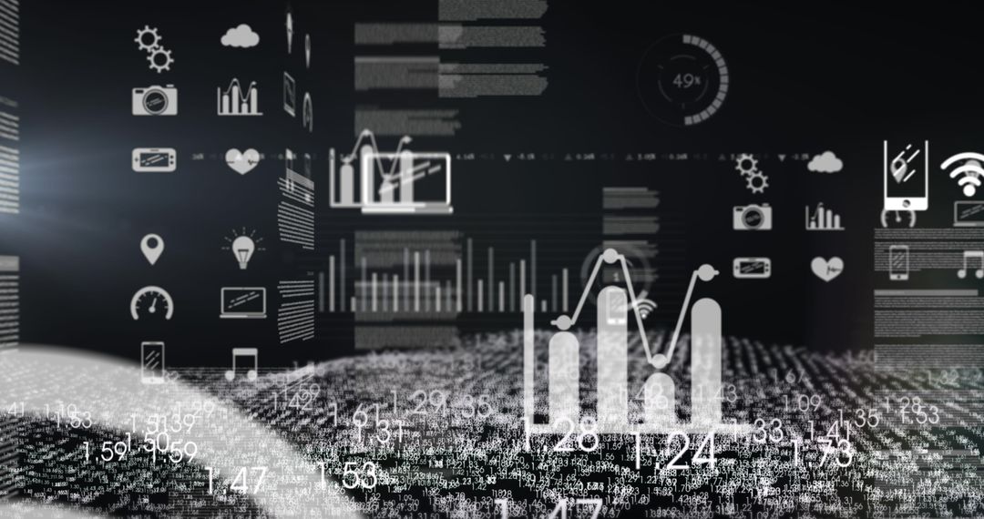 Abstract Digital Data Flow with Futuristic Interface Symbols