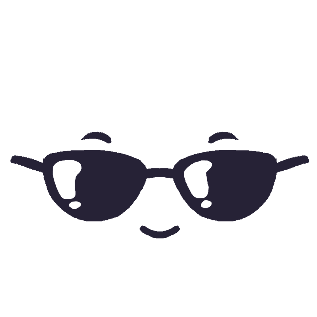 Smiling Cartoon Sunglasses on Transparent Background Vector
