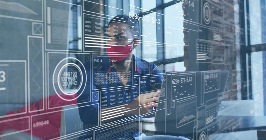 Innovative Technologist Analyzing Advanced Data Visualization in Modern Office