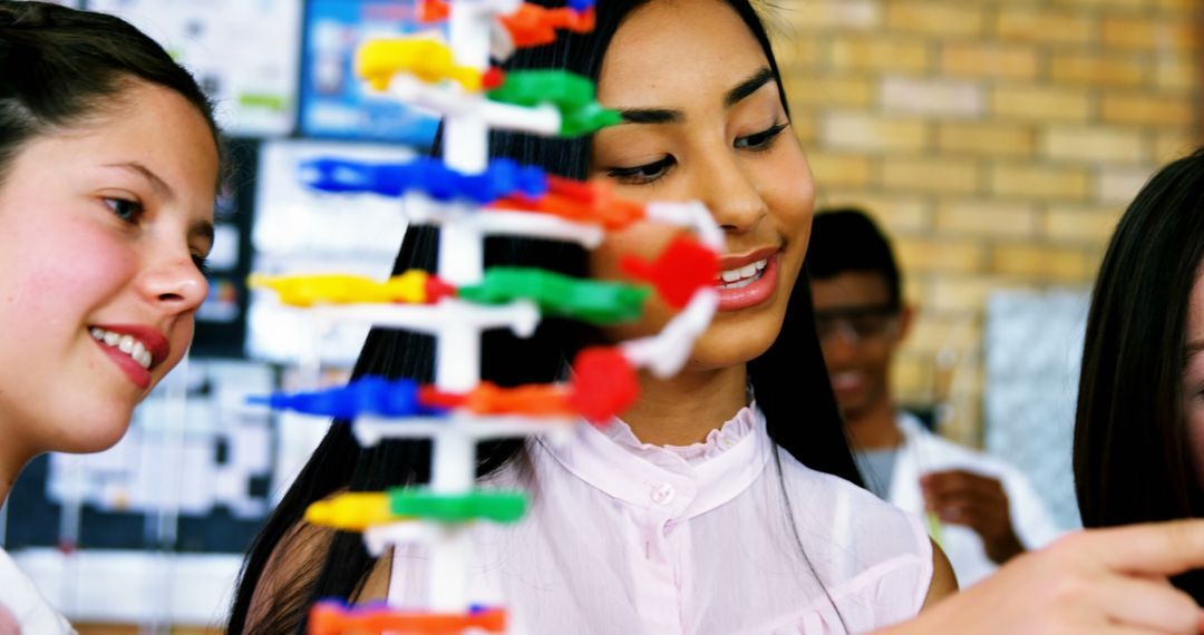 Schoolchildren Conducting Science Experiment in Classroom Laboratory