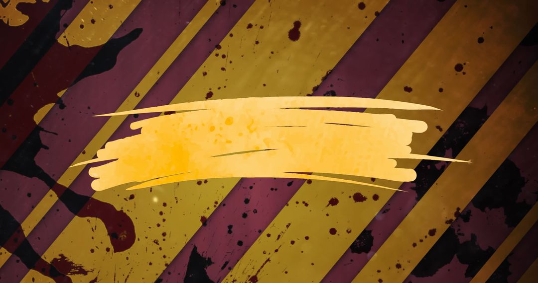 Yellow Brushstroke Over Diagonal Striped Pattern