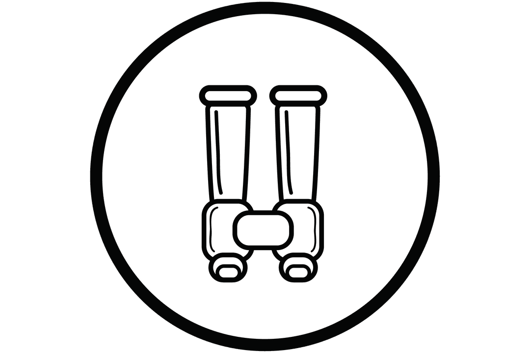 Binoculars Symbol in Circular Emblem on Transparent Background