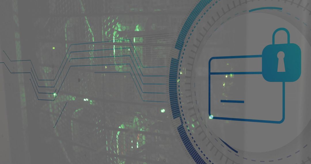 Digital Security in Server Environment with Padlock Icon