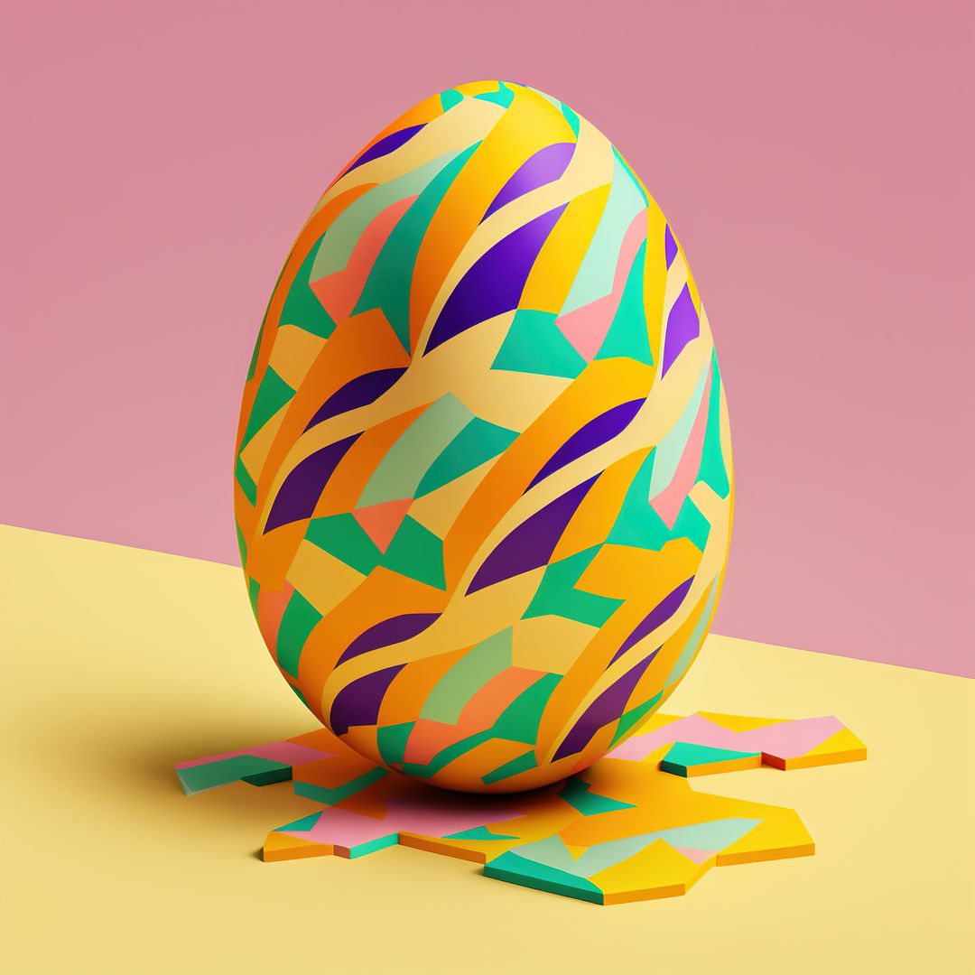 Colourful easter egg with pattern on pink background, created using generative ai technology - Free Images, Stock Photos and Pictures on Pikwizard.com
