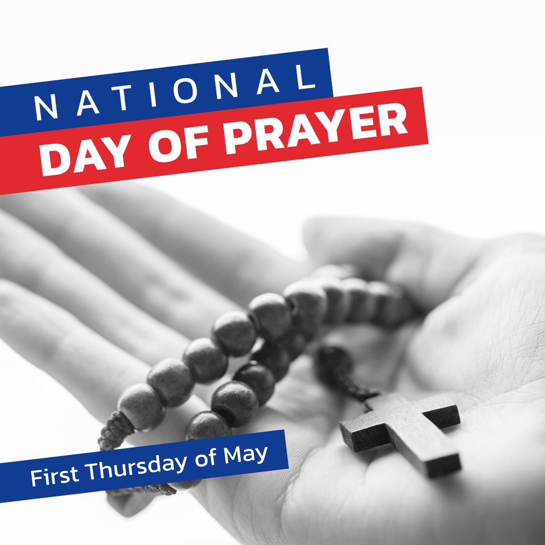 National Day of Prayer Observation with Rosary and Cross - Download Free Stock Templates Pikwizard.com