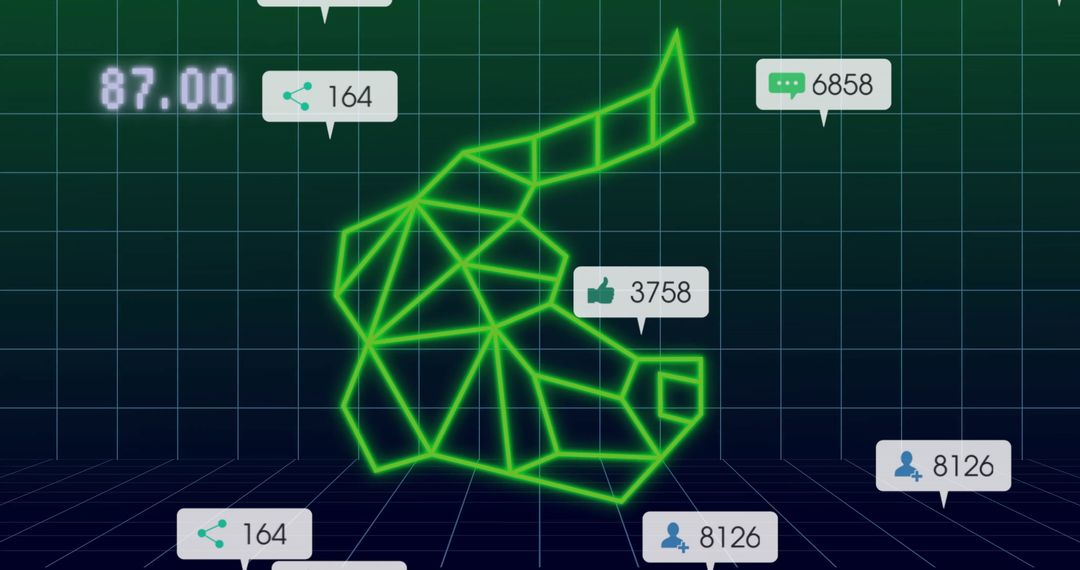 Futuristic Polygonal Bull with Social Media Analytics Data