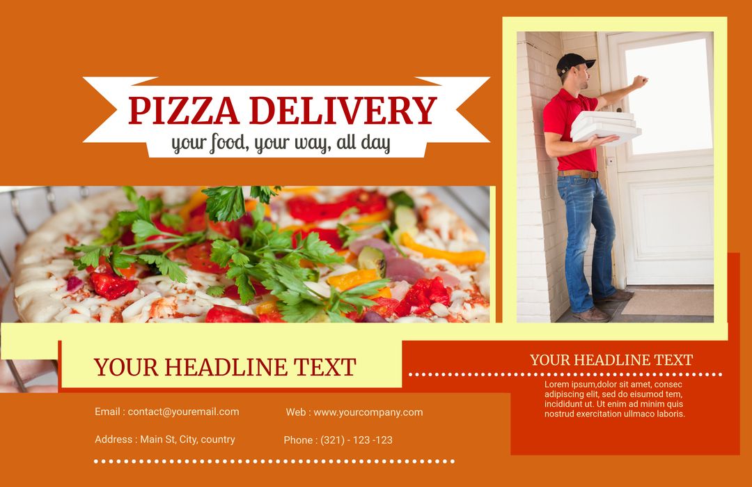 Dynamic Pizza Delivery Concept with Delivery Person Providing Service - Download Free Stock Templates Pikwizard.com