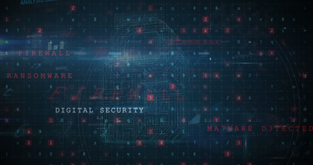 Digital Security Interface with Padlock Graphic and Code Elements