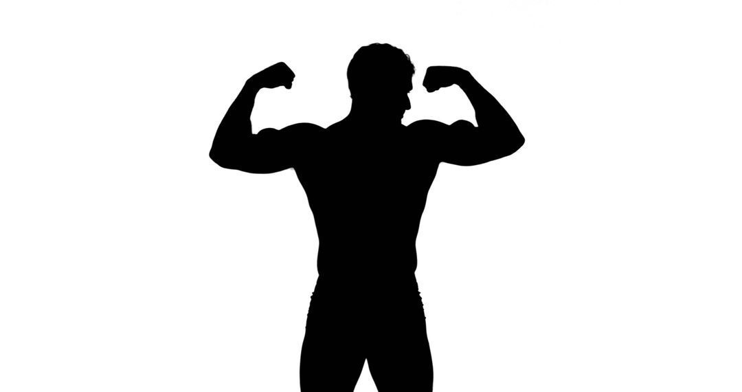 Silhouette of muscular man flexing biceps against white background - Free Images, Stock Photos and Pictures on Pikwizard.com