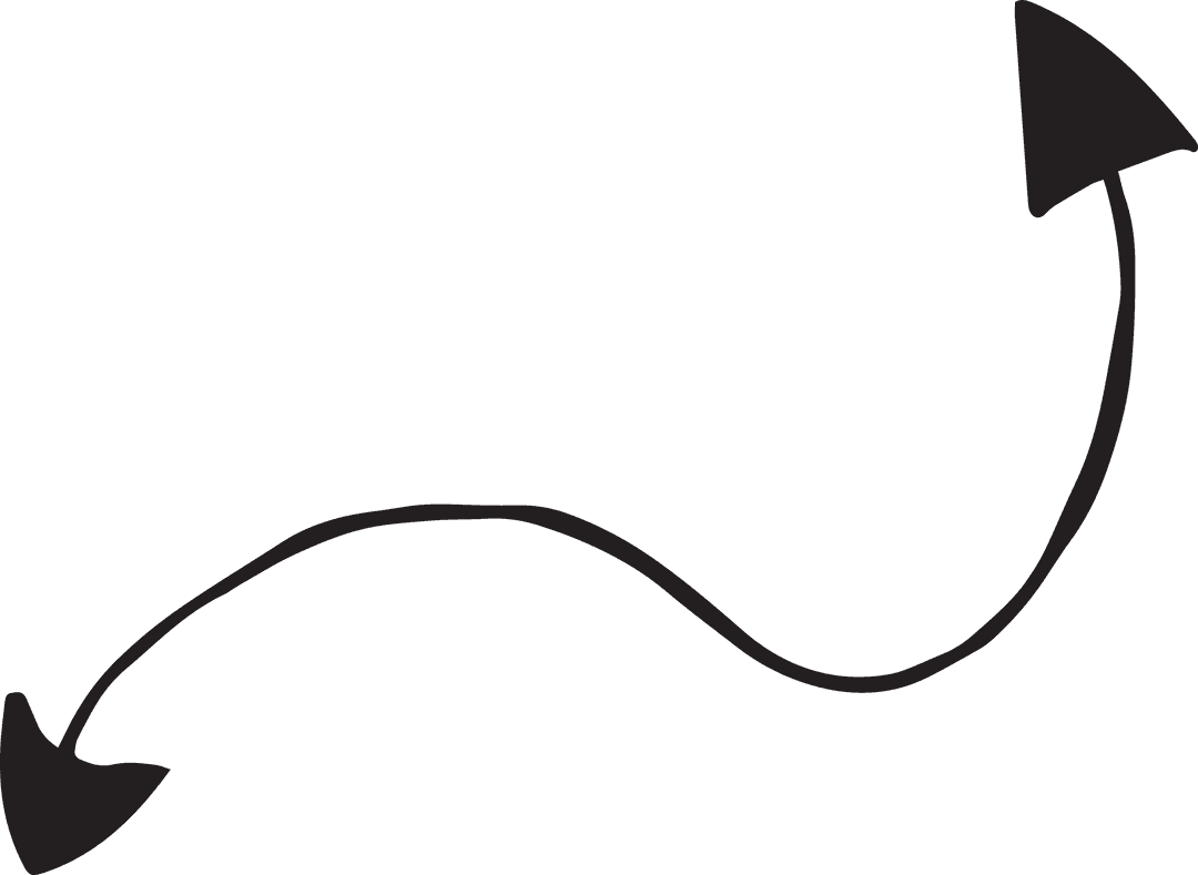 Curved Hand-drawn Transparent Arrow with Pointed Ends