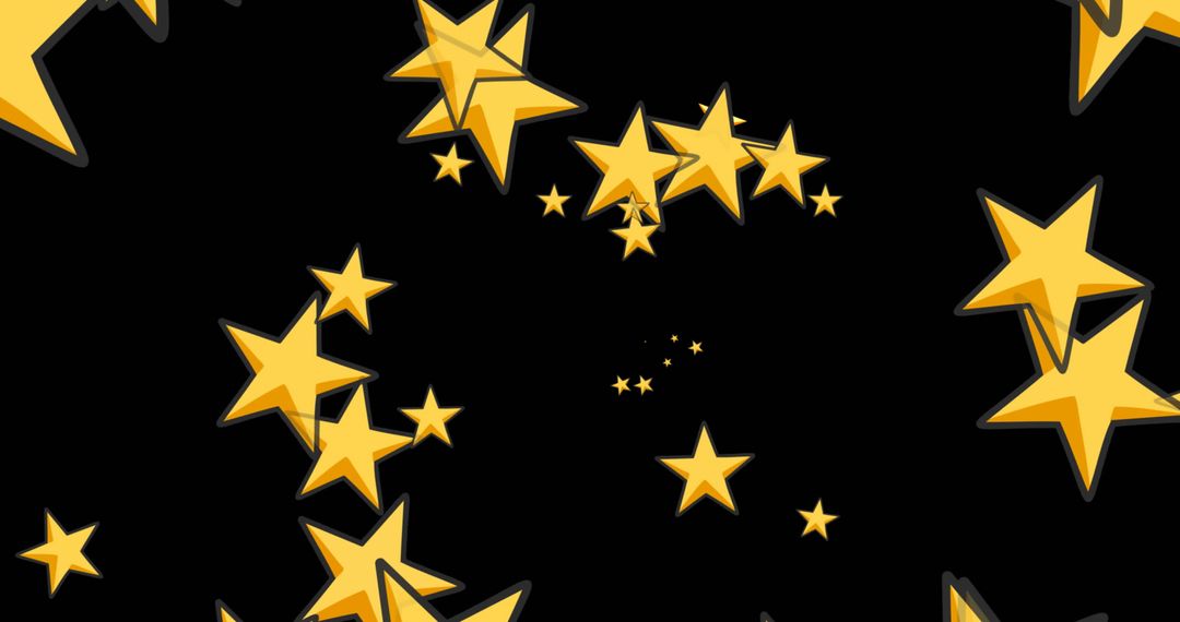 Abstract Digital Array of Yellow Stars on Black