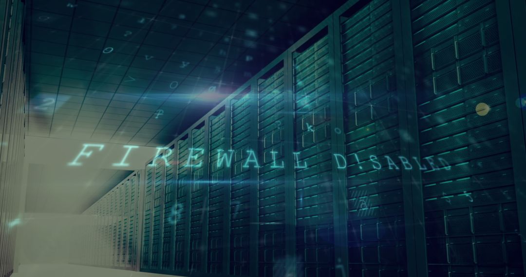 Cybersecurity Threat Concept in Dark Server Room