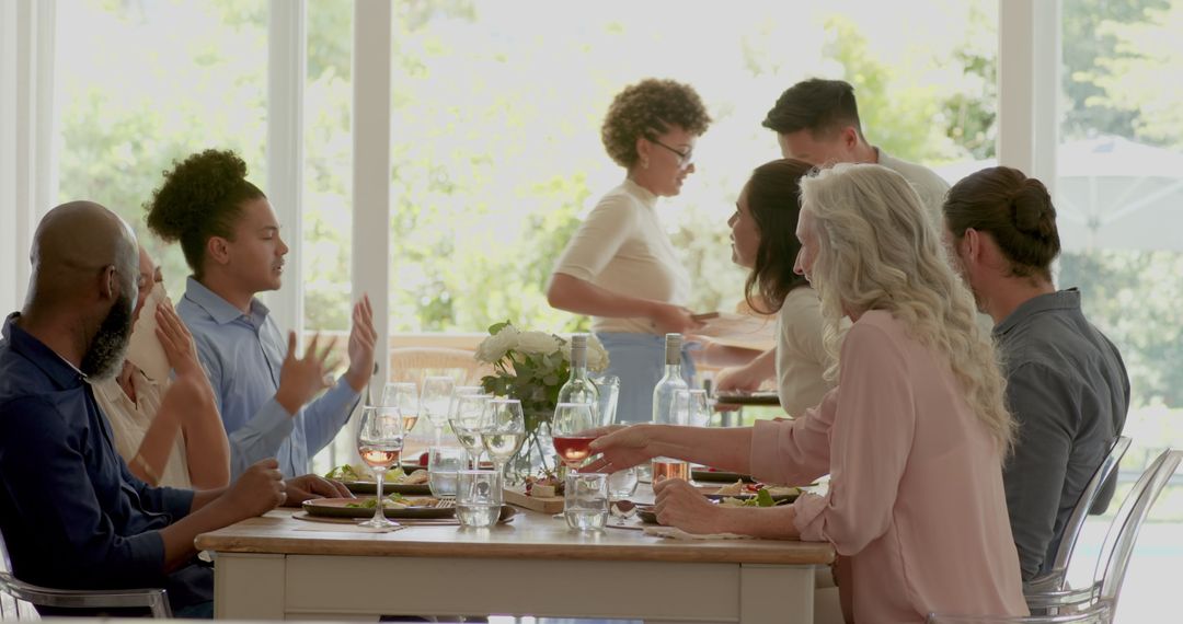 Fun Atmosphere at Wedding Reception with Diverse Guests