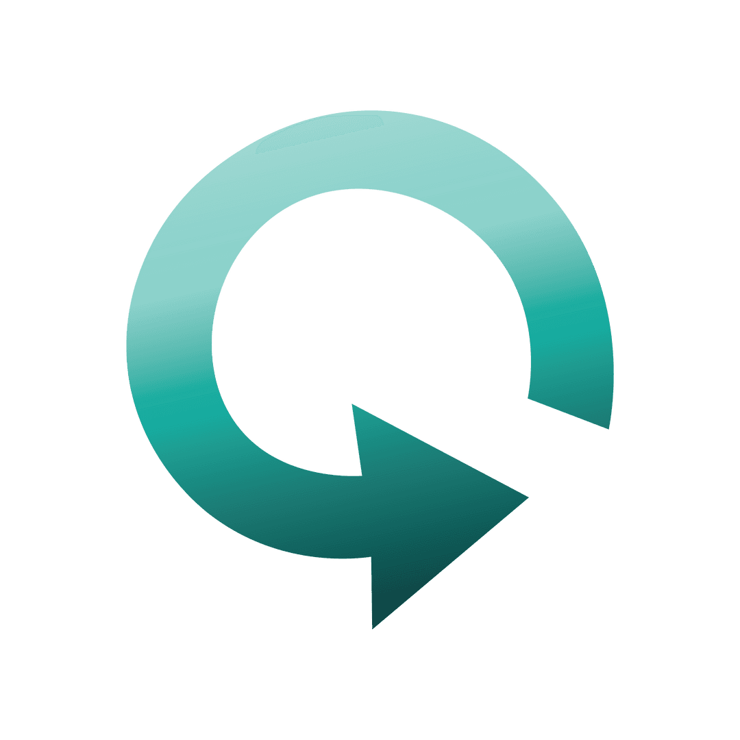 Aquamarine Arrow Symbol on Transparent Background