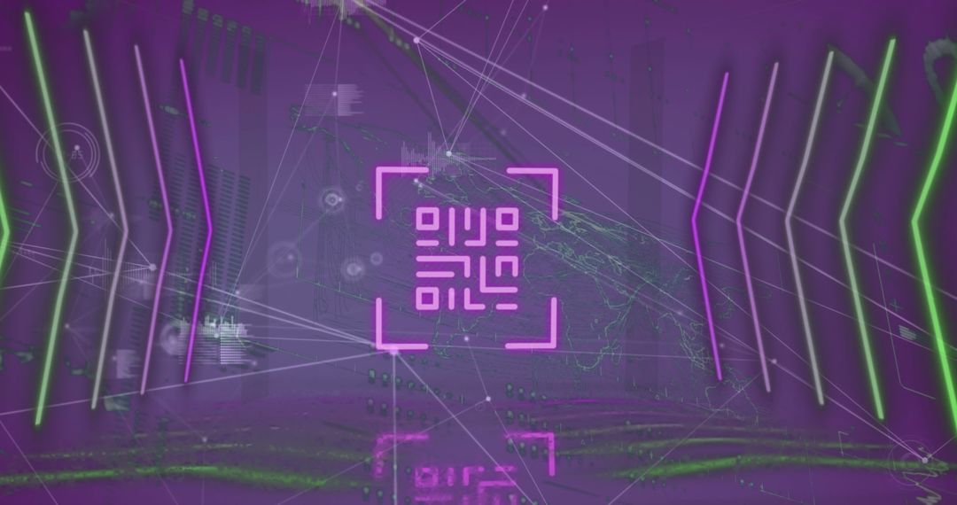 Futuristic Digital Interface with Neon Geometric Patterns