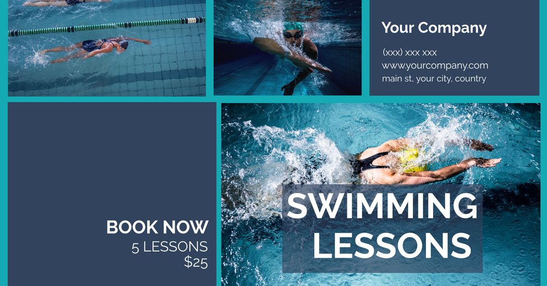 Engaging Swimming Lessons Advertisement Template for Swim School - Download Free Stock Templates Pikwizard.com