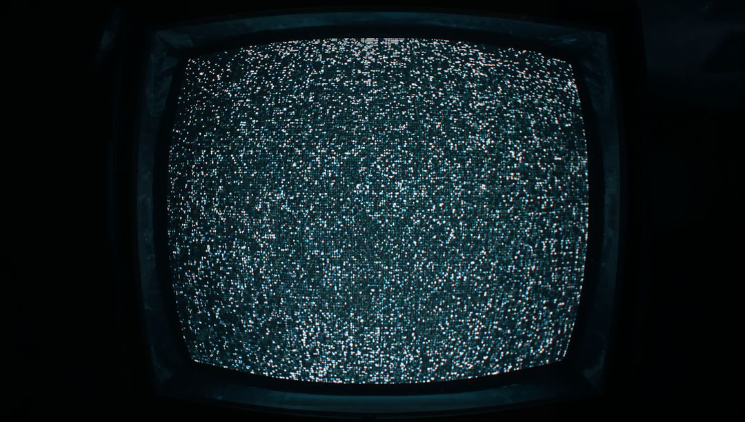 CRT Television Screen with Obsolete Static Noise in Monochrome