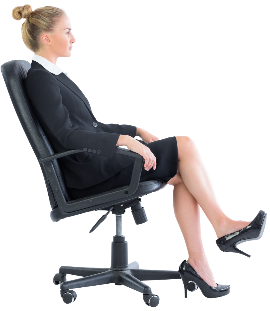 Transparent Side View of Blonde Businesswoman Sitting on Office Chair - Download Free Stock Images Pikwizard.com