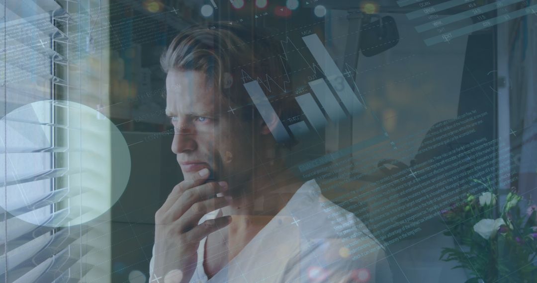 Businessman Contemplating Financial Data Insights