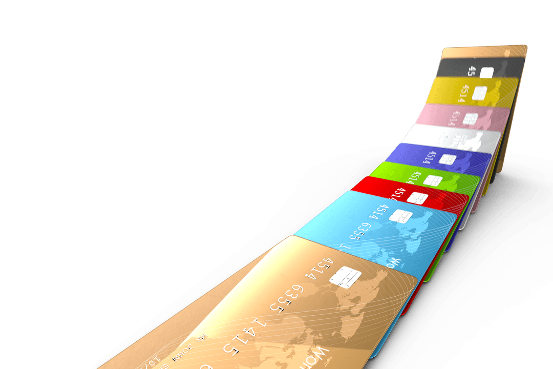 Colorful Credit Cards Illustration on Transparent Background