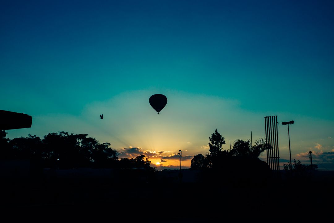 Hot Air Balloon Silhouette at Sunset - Free Images, Stock Photos and Pictures on Pikwizard.com