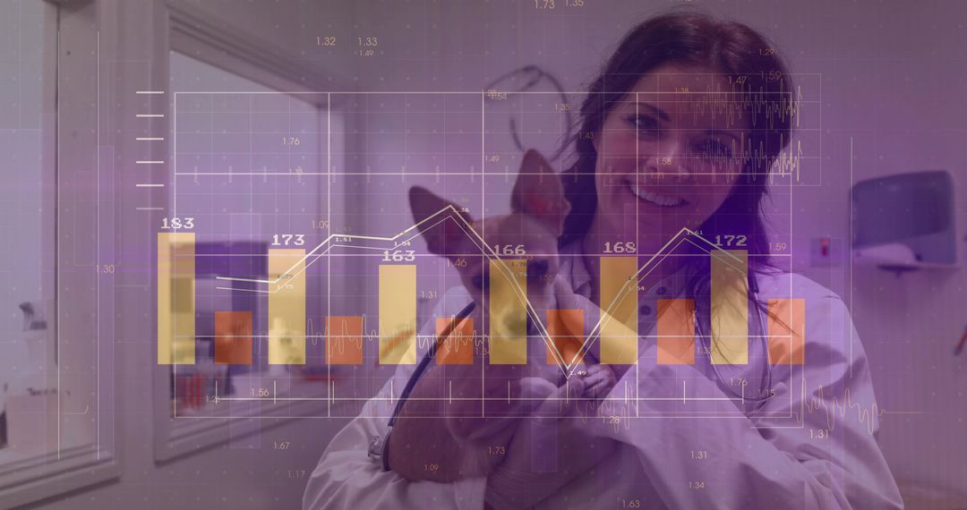 Veterinarian Analyzing Data with Pet Chihuahua in Clinic