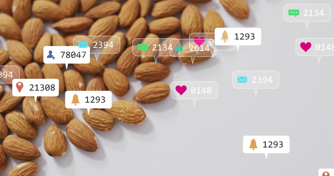 Digital Media Icons Over Almond Concept and Technology