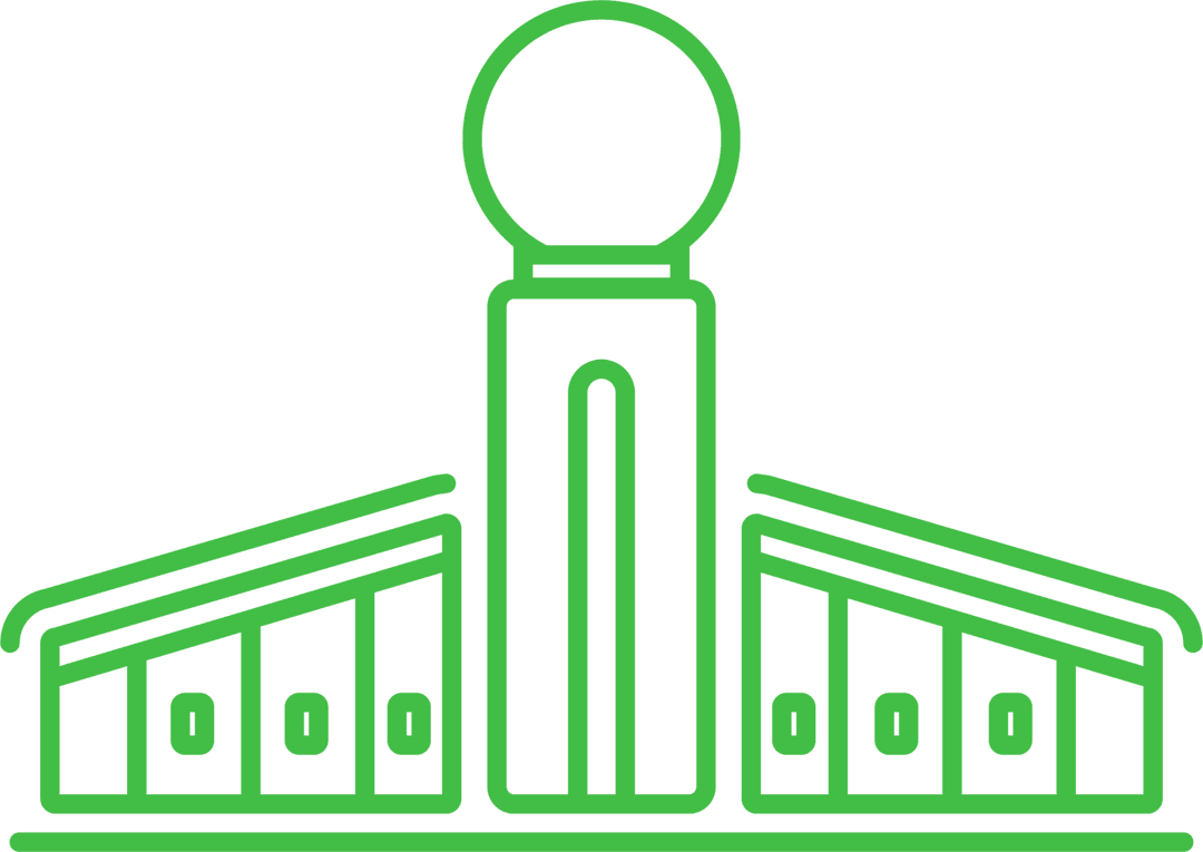 Green Abstract Vector Architectural Shapes on Transparent Background