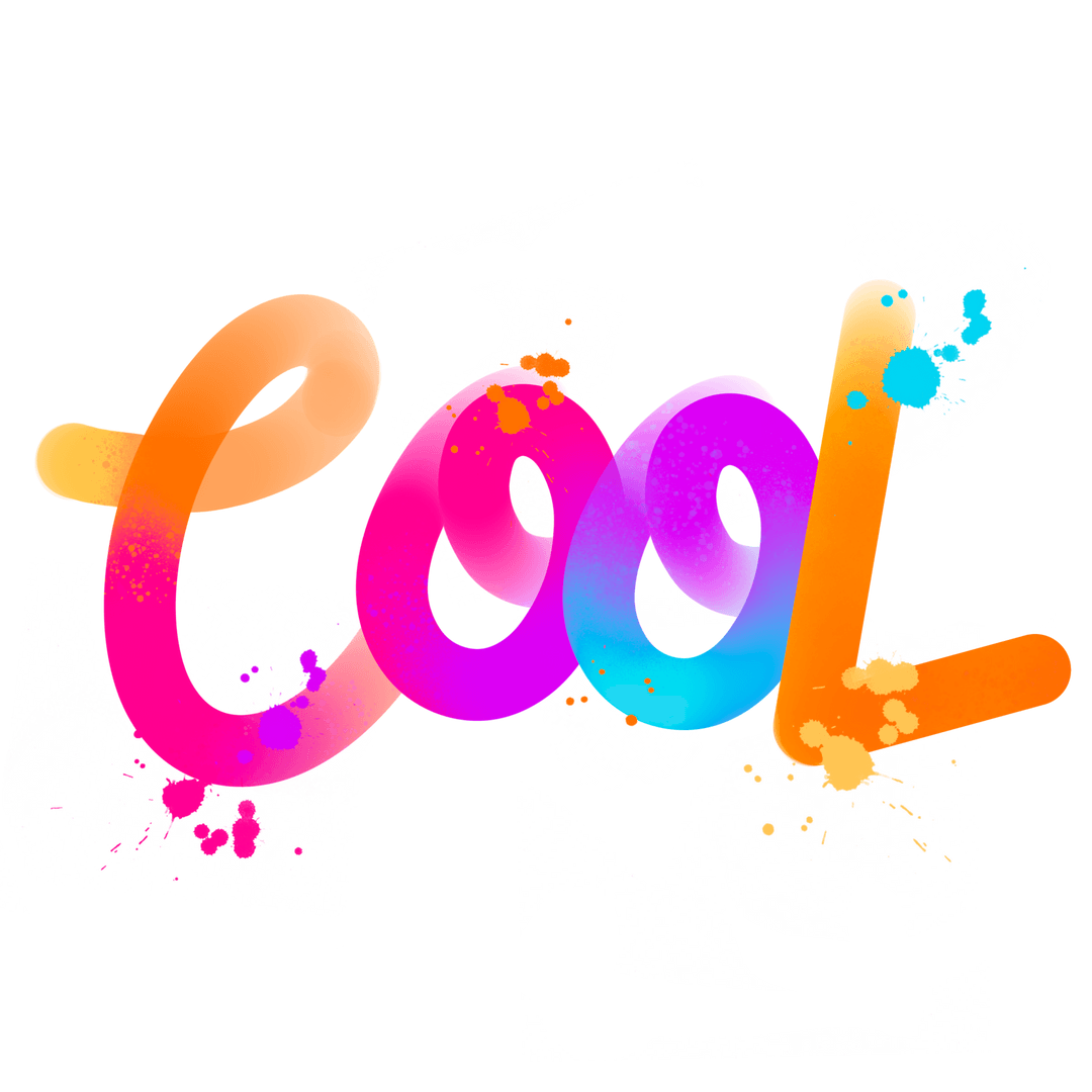 Graffiti Art Style 'Cool' Text with Vibrant Paint Splatters on Transparent Background