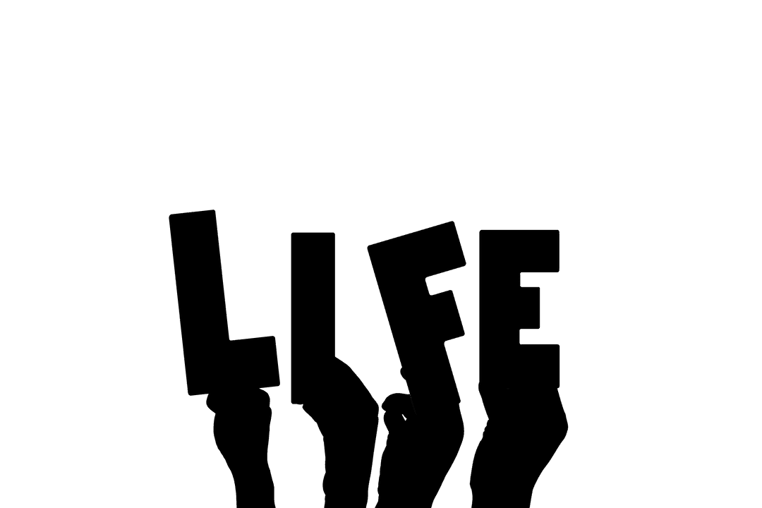 Transparent Worship Concept with Open Hands and Life Text