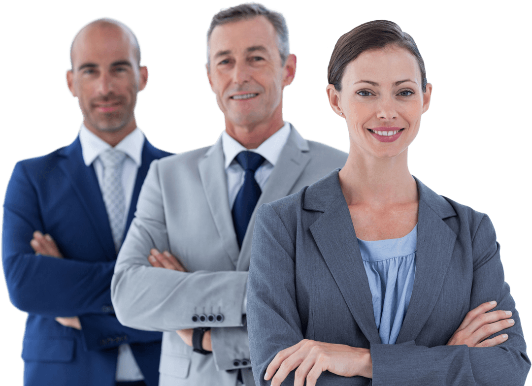 Transparent Background Professional Team Smiling with Confidence