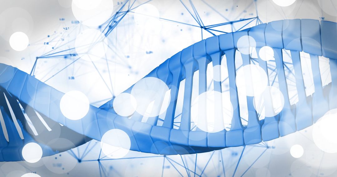 Digital DNA Strand Illustration with Technology Interface