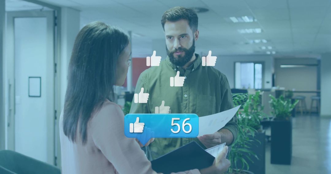 Colleagues Analyzing Engagement Metrics in Modern Office