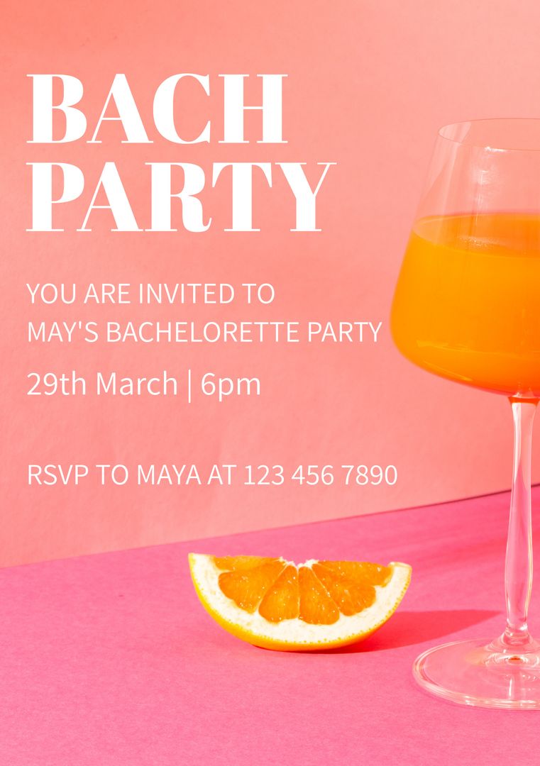 Vibrant Bachelorette Party Invitation with Orange Theme - Download Free Stock Templates Pikwizard.com