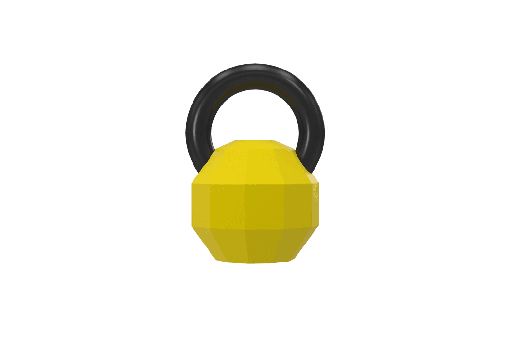 Yellow Polygonal Kettlebell on Transparent Background