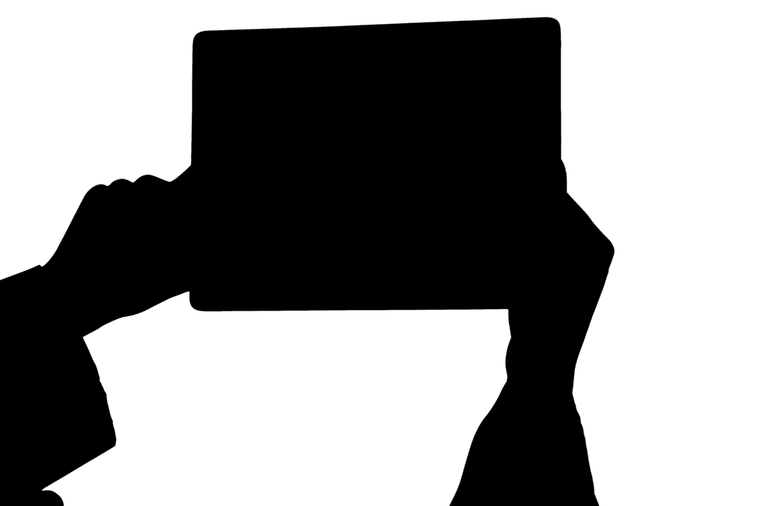 Hands Holding Tablet on Transparent Background Illustration