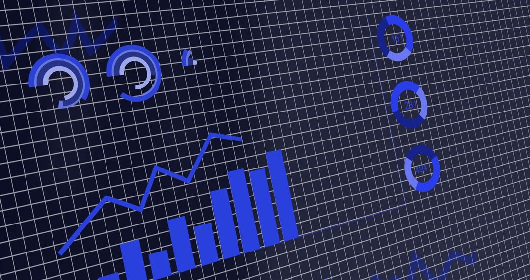 Futuristic Digital Data Visualization in Blue on Grid Background