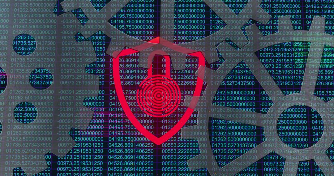 Digital Security Encryption Concept with Locked Shield and Code