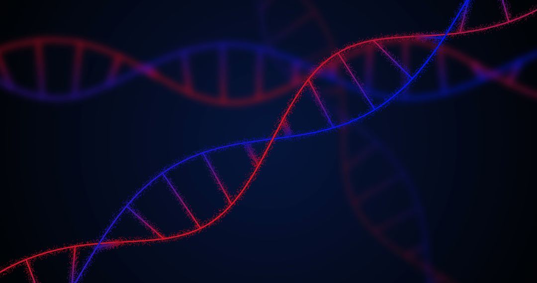 Glowing DNA Strands on Dark Background Represent Genetics and Science