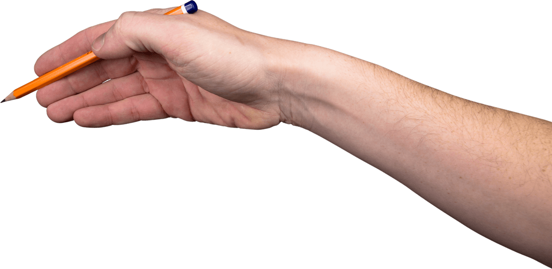Transparent Hand Holding Pencil Isolated on White Background