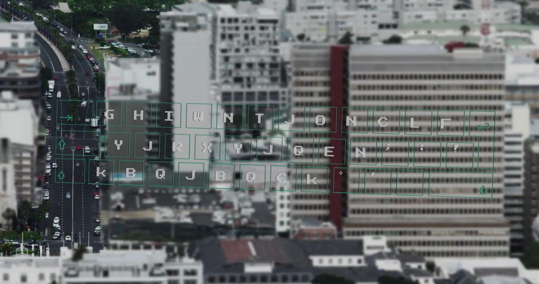Cityscape Overlay with Financial Data and Analytic Representations