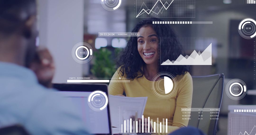 Professional Woman Using Data Analytics in Collaborative Meeting