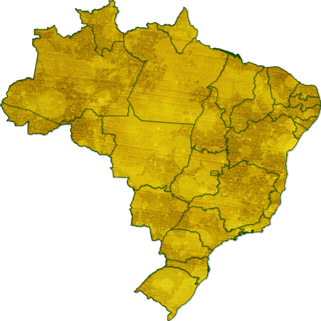 Grunge Brazil Map on Transparent Background