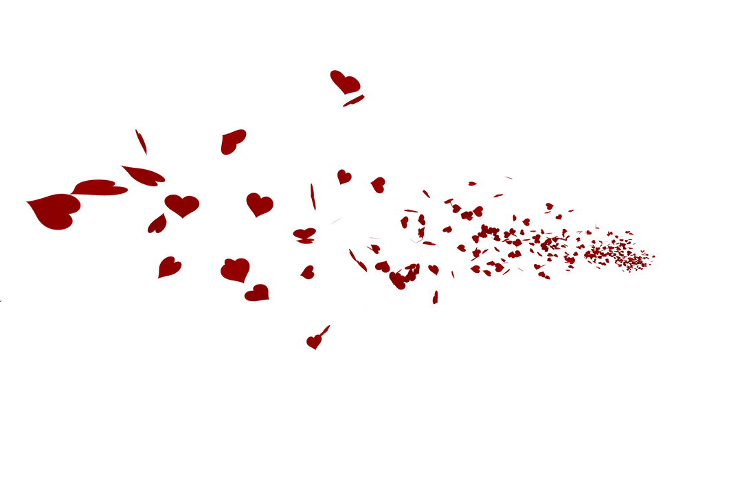 Floating Red Hearts on Transparent Background Vector Illustration