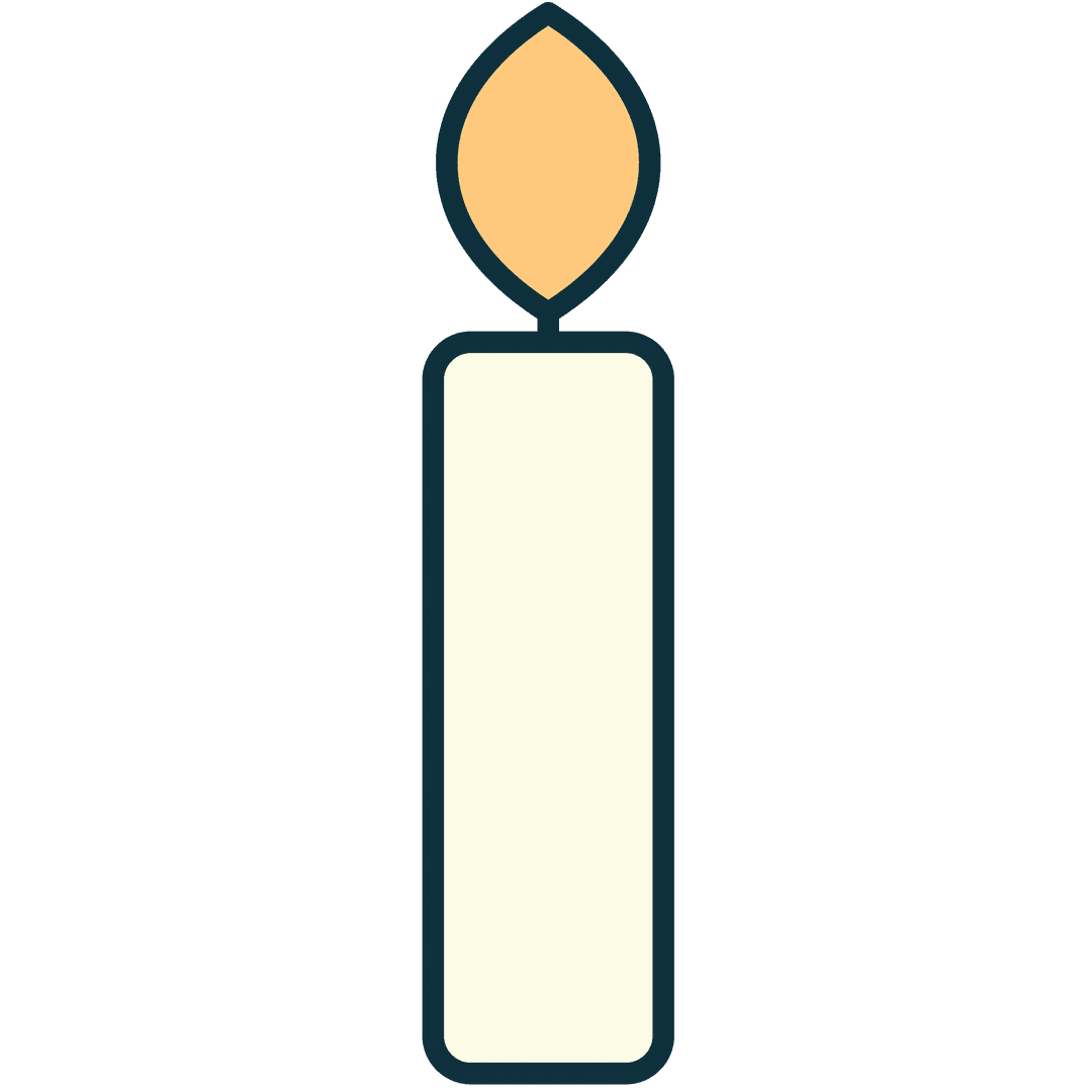 Burning Candle Icon on Transparent Background for Decorations
