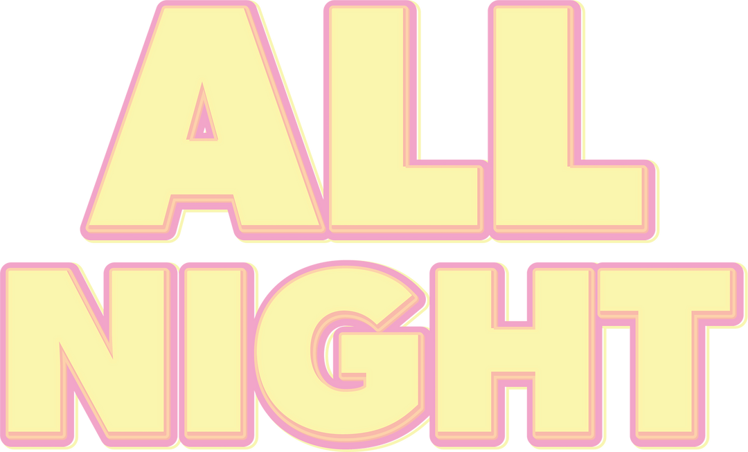 Bright Yellow and Pink Text 'All Night' on Transparent Background - Download Free Stock Images Pikwizard.com