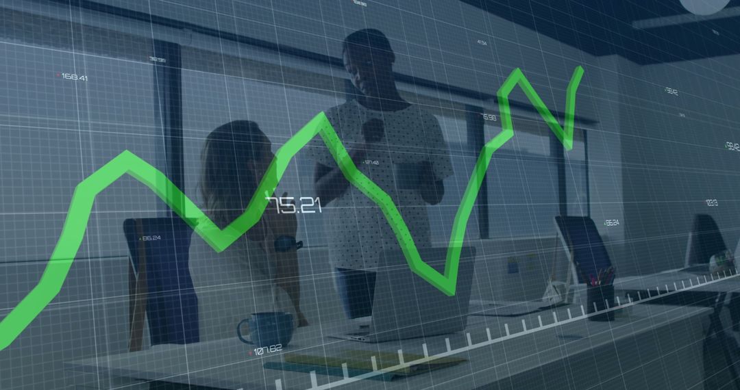 Business Professionals Analyzing Financial Growth Data in Modern Office