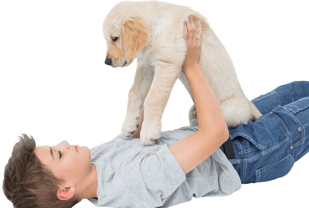 Transparent: Boy Playing Joyfully with Adorable Puppy