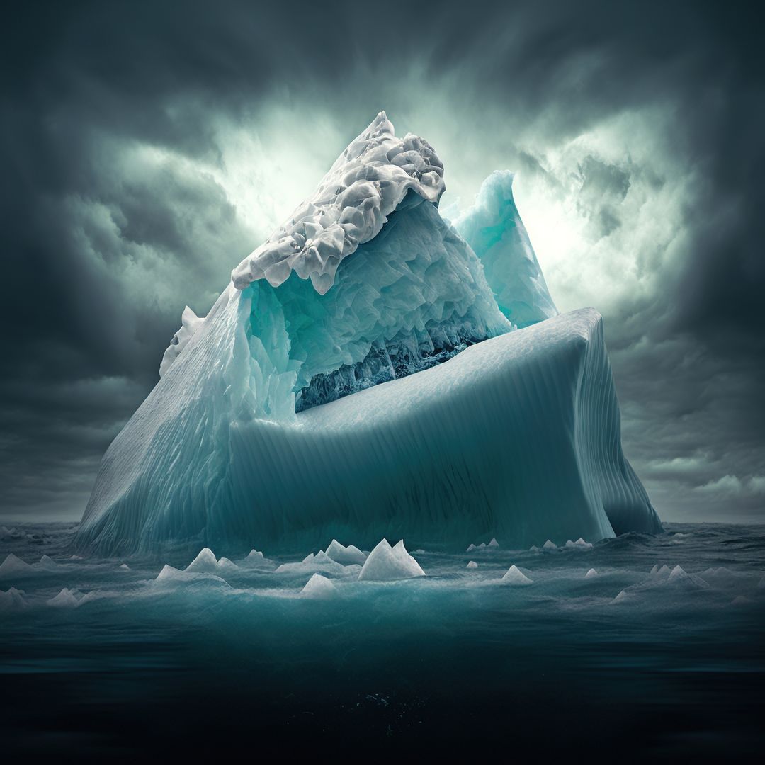Majestic Iceberg with Dramatic Sky in Arctic Waters - Free Images, Stock Photos and Pictures on Pikwizard.com
